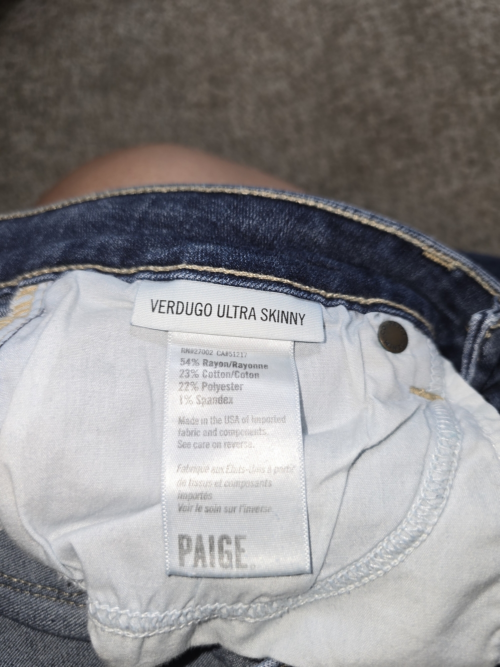 PAIGE Medium Dark Blue Distressed Skinny Jeans Size 28 - Picture 5 of 6